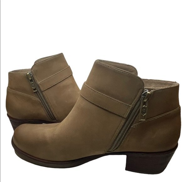 Ugg Tan Brown Suede Heeled Inner Zipper Ankle Boot 8 - Picture 4 of 12